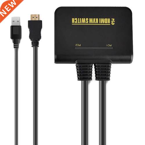 1X2 Port USB HDMI KVM Switch Switcher With Cable for Dual Mo