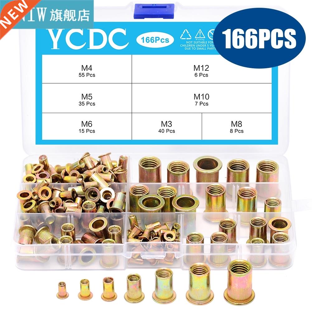 166PCS/box Carbon steel Rivet Nuts M M4 M5 M6 M8 M10 M12 Fl