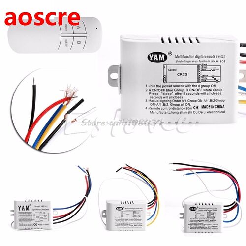 220V 1/2/3 Ways Wireless ON/OFF Lamp Remote Control Switch R