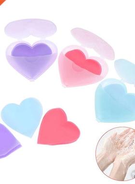 50sheets/box Portable Boxe Soap Paper Outdoor Travel Heart-s