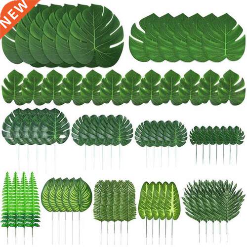 103 Pcs Tropical Large Artificial Turtle Leaves with Stems D