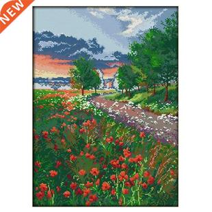 Field Handmade Flower Stitch Blooming Scenery Cross