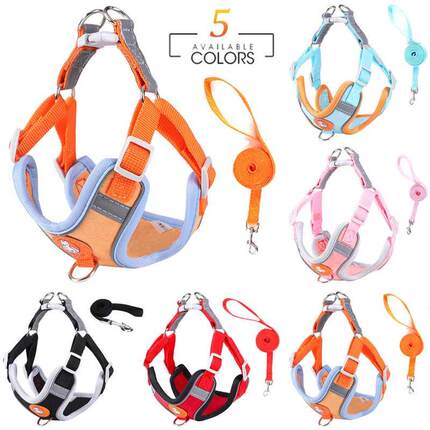 Adjustable Dog Harness No Pull Cute Cat Soft Walking Leash S