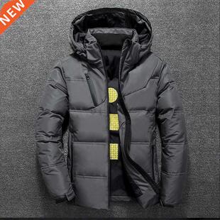 New Whte Duck Down Jacket Men Wnter Warm Sold Color Hoode