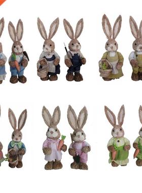 Cute Straw Rabbit Bunny Easter Decorations Holiday Home Gard