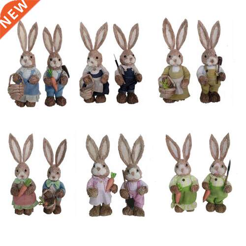 Cute Straw Rabbit Bunny Easter Decorations Holiday Home Gard