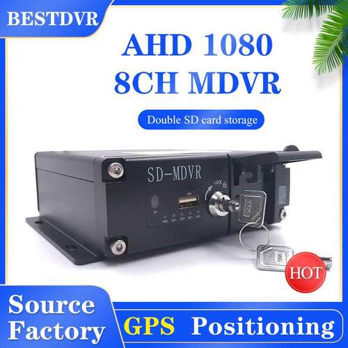 Ahd 1080 local playback monitoring host GPS 8CH dual SD car