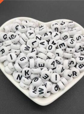 100pcs 4x7mm round letters 26 letters beads peach heart-shap