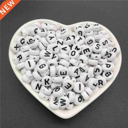 100pcs 4x7mm round letters 26 letters beads peach heart-shap