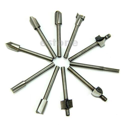10pcs 1/8 Shank HSS Router Dremel Rotary HSS Woodworking Dr