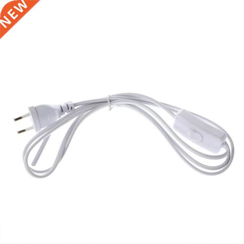 1.8m EU Plug Cable White Line with On/Off Switch Button Powe