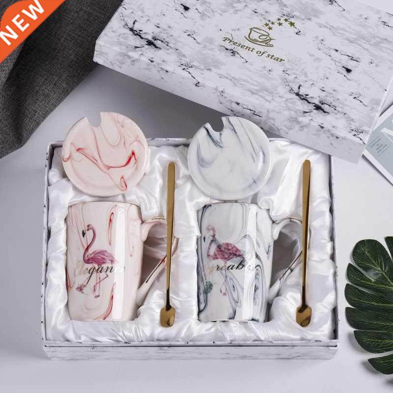 450ML Ceramic Mug Marble Pattern Cup Gold Rim Mug Coffee Cou