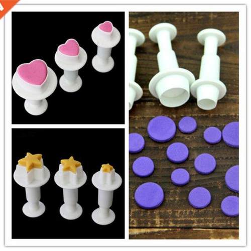 New 3Pcs/Set Star Leaves Butterfly Heart Shape Fondant Cooki