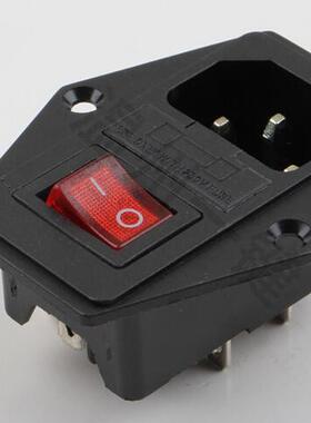 High quality Black Red AC 250V 10A 3 Terminal Power Socket w