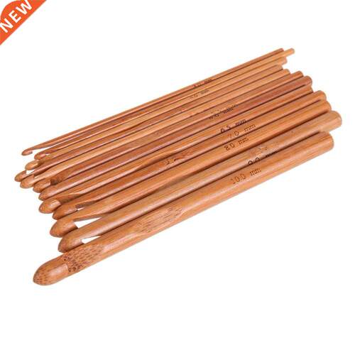 12-Size Bamboo Crochet Hook Set  Knitting Needles Handle