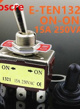 1pcs E-TEN1321 DPDT 250V 15A 12mm Toggle Switch 6 Pin ON-ON