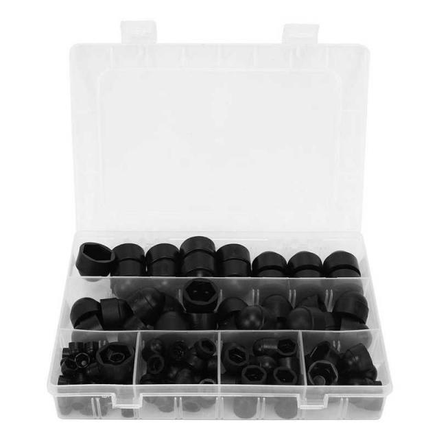 145PCs Hex Nut Cap Black Rubber Protective Fastener M4-M12 B