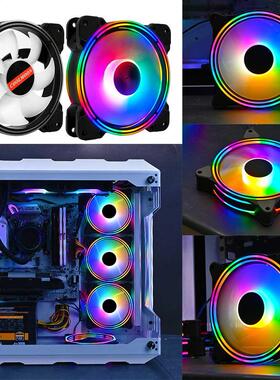 COOLMOON 12cm PC Case Cooling Fan Quiet Large 4 Pin LED Rain
