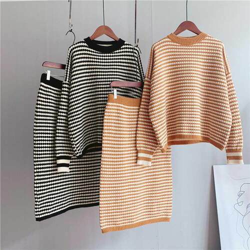 2021 Autumn Women Knitted Sweater Two Pieces Women Warm Swea