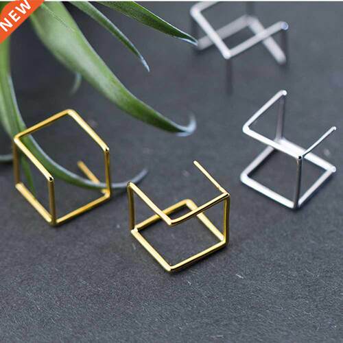 Silver 925 Earrings Square Brincos Jewelry Vintage Gold Pend