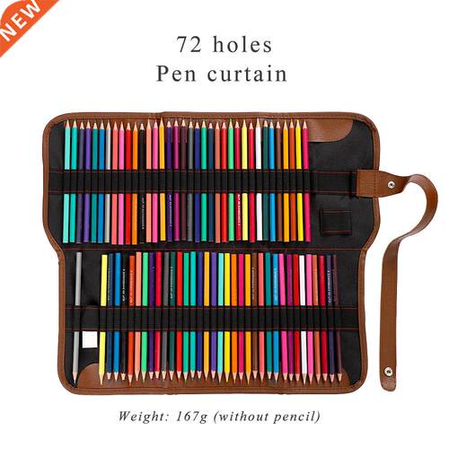 *JIANW 72 Holes Foldable Canvas Pen Curtain Color Pencil Can