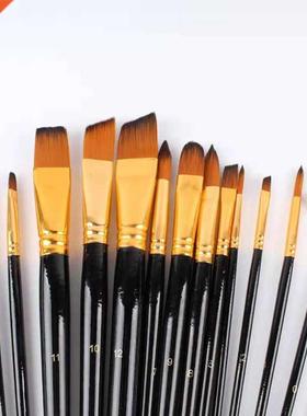 15 Pcs Black Oil Paint Brush Sets Artist Paint Brush Kit Ac