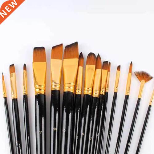 15 Pcs Black Oil Paint Brush Sets Artist Paint Brush Kit Ac
