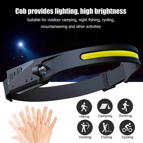 Induction Headlamp COB LED Head Lamp 2pcs Waterproof LED Hea