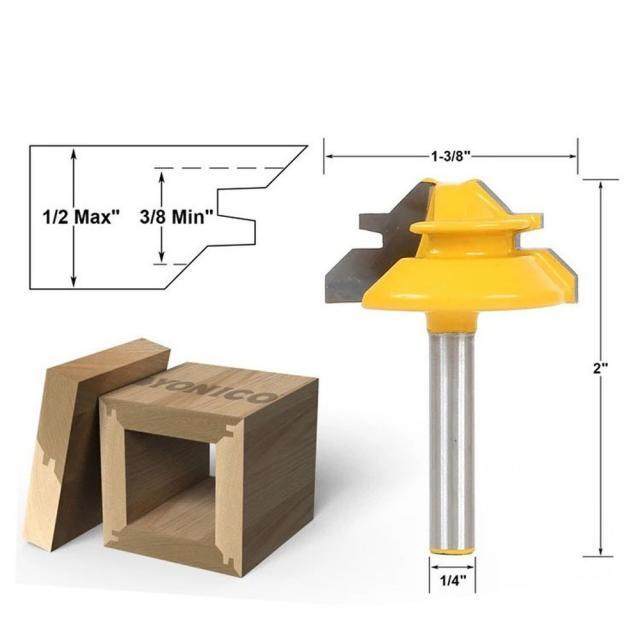 6.5mm 45 Degree 1/2	 Milling Cutter Router Bit Set Wood C