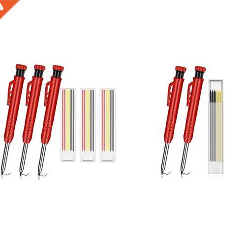 Solid Wood Carpenter Pencil Set,with Replacement Refills,Bui