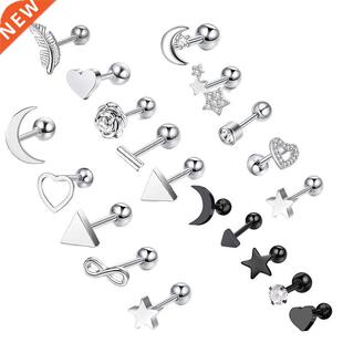 5Pcs Stainless Steel Helix Cartilage Piercing Jewelry Fashio