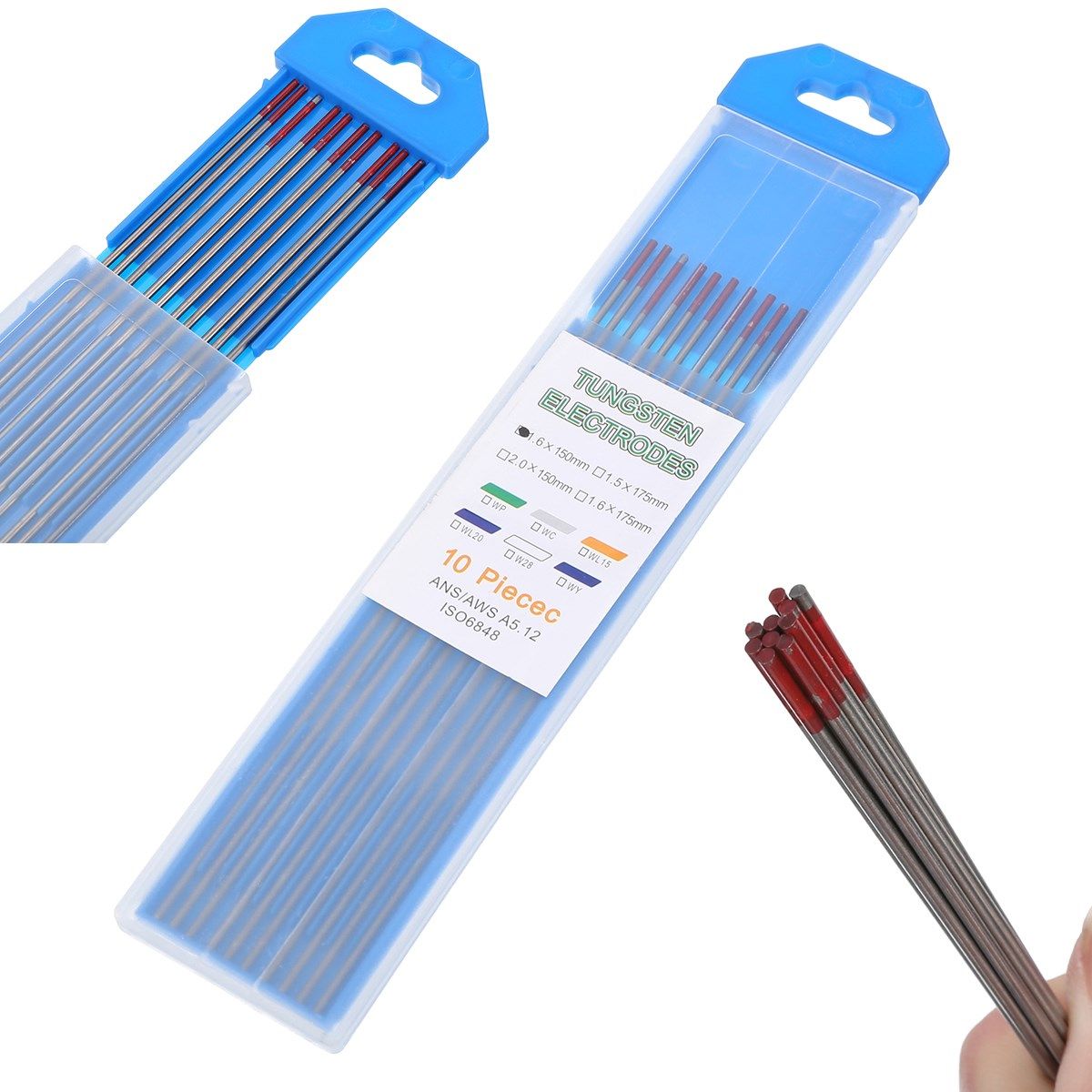 10Pcs TIG Welding Tungsten Electrodes Rod  2% Thoriated Tung