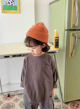 Boys Girls cotton all-match long-sleeved Tees 2021 spring so