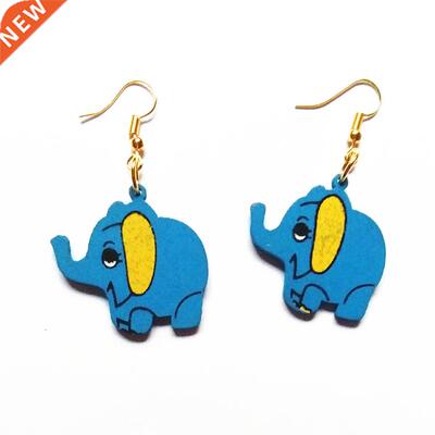 Wood Elephant Desgn Earrngs Women Drop Earrngs Fashon J