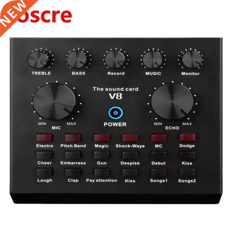 V8 Live Sound Card Voice Changer DJ Audio Mixer Live Sound B