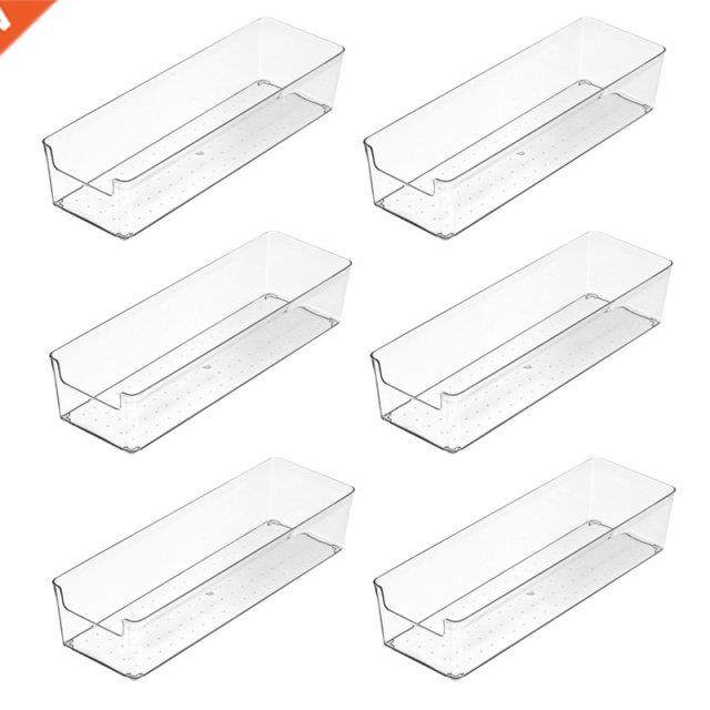 6Pcs Transparent Drawer Storage Box Uncovered Compartment Bo