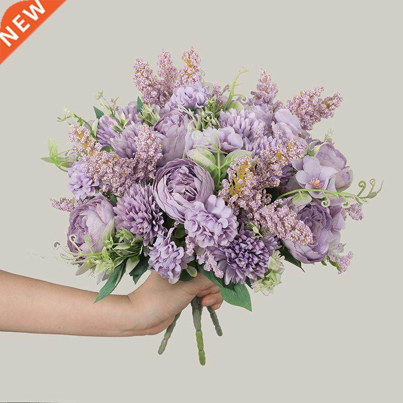 Artfcal Flowers Vntage Slk Rose Bouquet Vntage Brde H