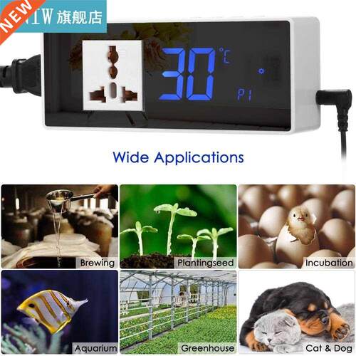 US Plug Digital Temperature Controller 10A LCD Thermostat He