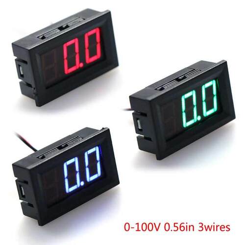 DC 0-100V -Wire Voltmeter LED 0.56in Digital Voltage Meter