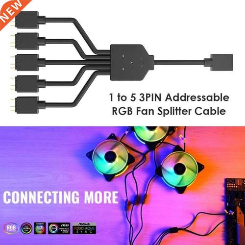 1 to 5 3PIN ARGB Fan Splitter Cable Addressable RGB Cooler C