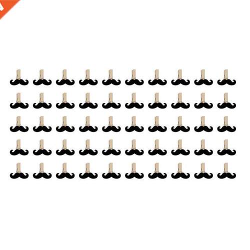 50 PCS Wood Clips Craft Wooden Clip Beard Shape For To Hang