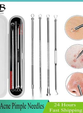 4PCS Acne Pimple Nose Blackhead Removal Pore Cleaner Needles