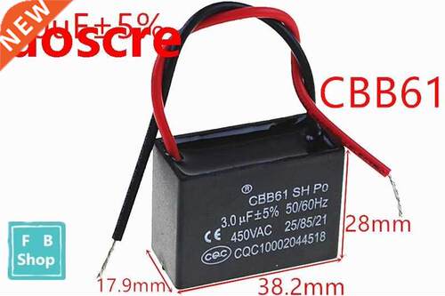 1pcs CBB61 3uF 450VAC starting capacitance AC Fan Capacitor