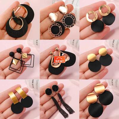 New Korean Statement Earrings for women Black Cute Arcylic