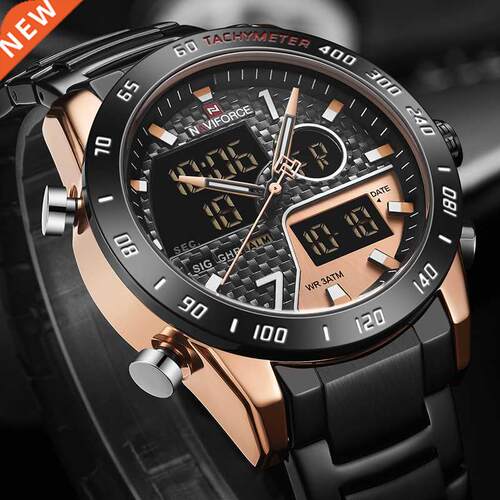 NAVIFORCE Men's Watch Fashion Sport Full Steel Quartz Wr