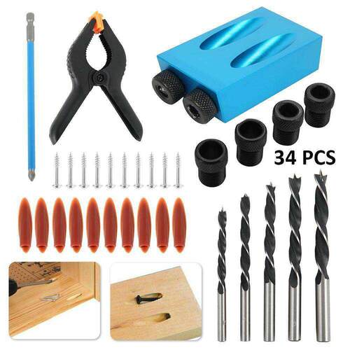 4Pcs Professional Woodworking Pocket Hole Jig Drill Guide S