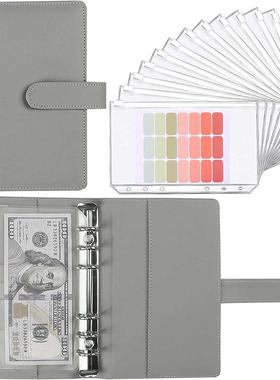 A6 PU Leather Notebook Binder Budget Cash Envelopes Planner