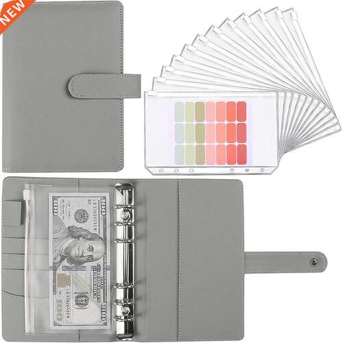A6 PU Leather Notebook Binder Budget Cash Envelopes Planner