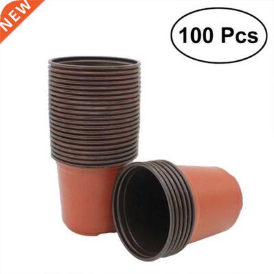 100pcs Plastic Garden Nursery Pots Flowerpot Planter Contain
