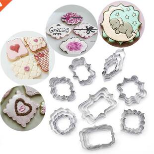 4Pcs Plaque Cutter Cookies Frame  Cake Oval Square Rectan